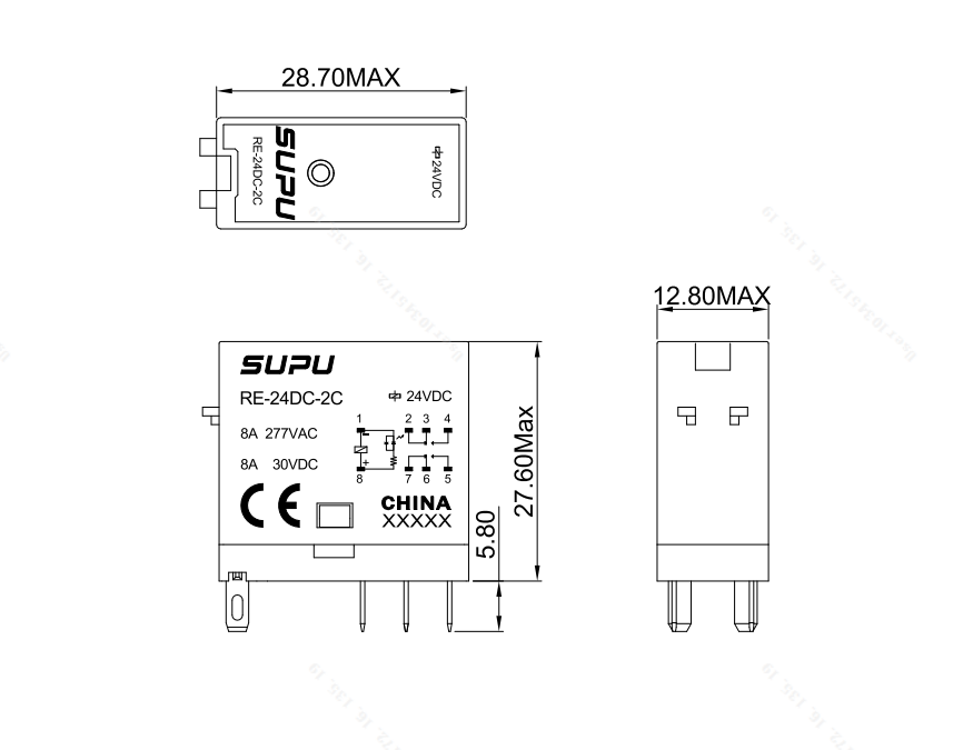 薄型继电器插头RE-24DC-2C